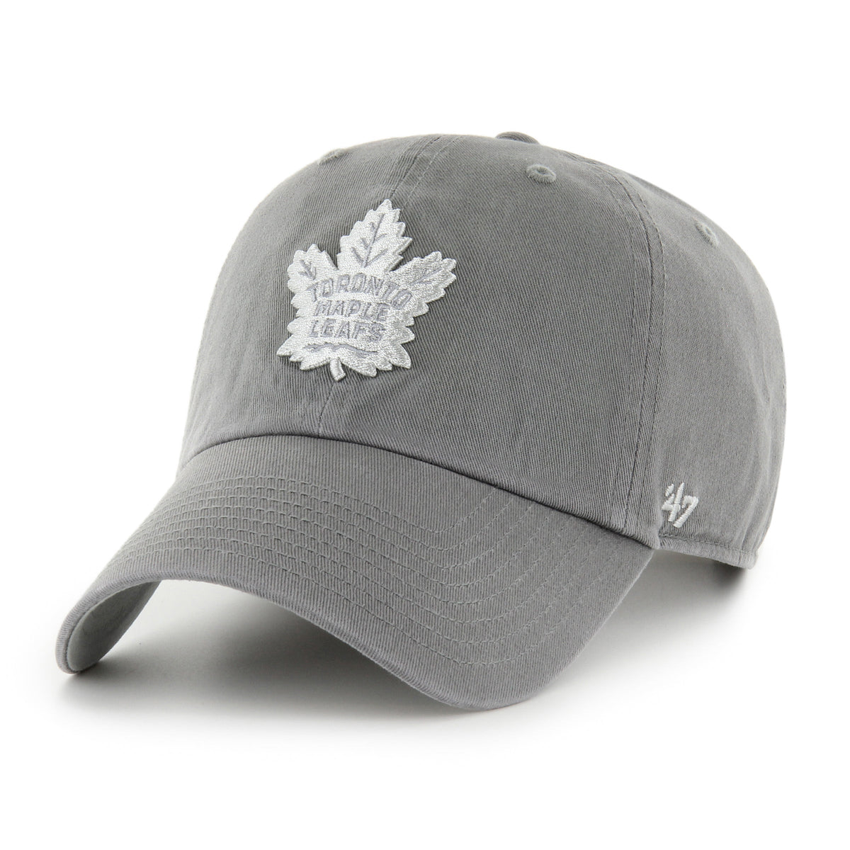 Toronto Maple Leafs NHL 47 Brand Men Grey Cement Ballpark Clean Up Adjustable Hat product image 1, provided for visual
