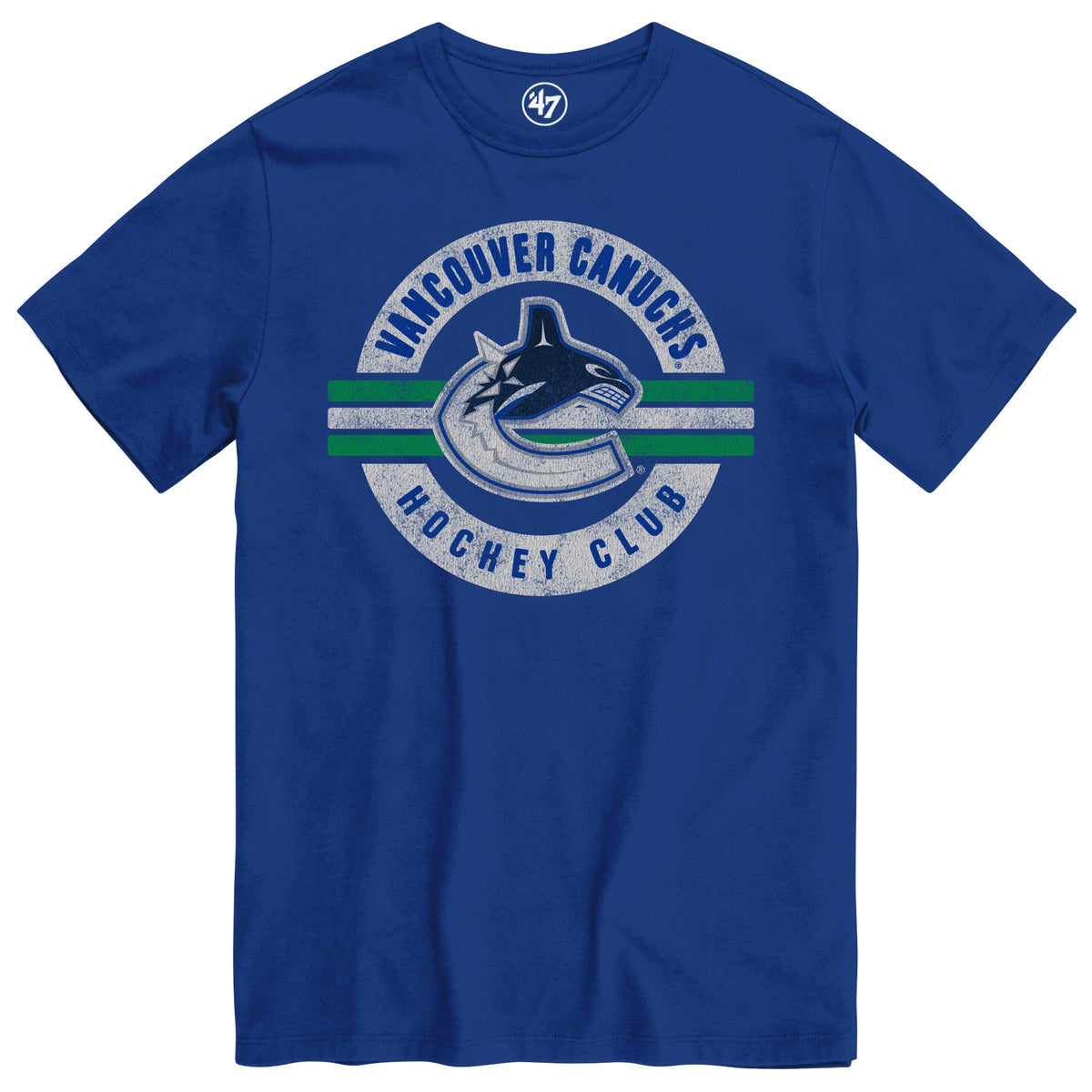 Vancouver Canucks NHL 47 Brand Men Royal Blue Surround T-Shirt product image 1, provided for visual reference and product