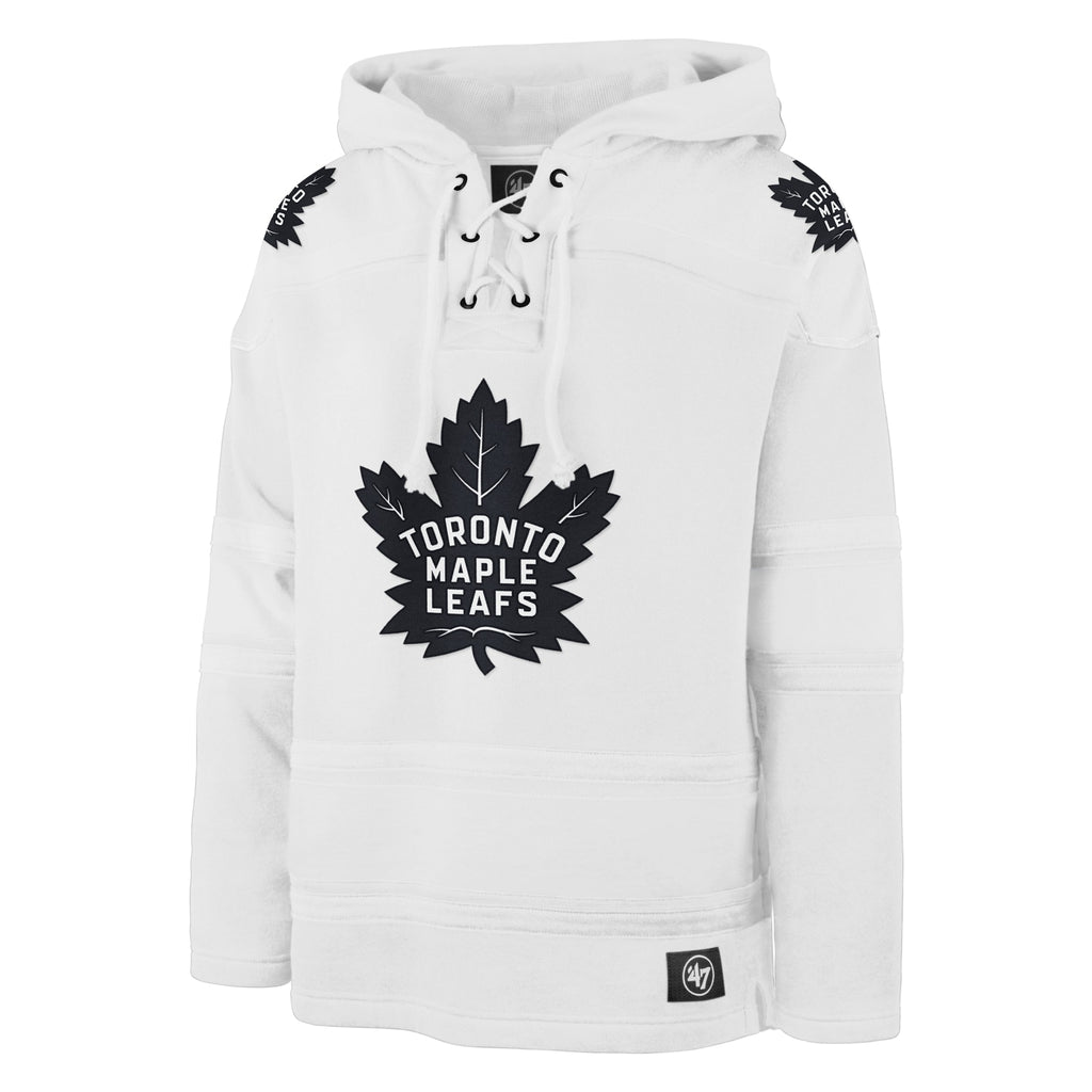 Toronto Maple Leafs NHL 47 Brand Men White Out Heavyweight Lacer Hoodie product image 1, provided for visual reference and