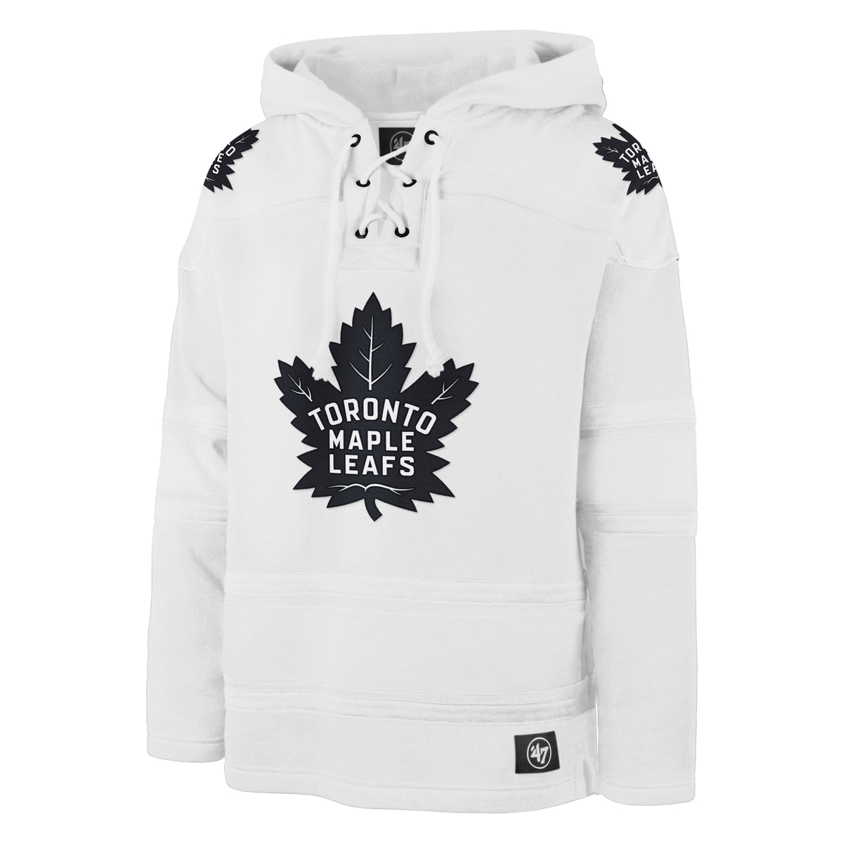 Toronto Maple Leafs NHL 47 Brand Men White Out Heavyweight Lacer Hoodie product image 1, provided for visual reference and