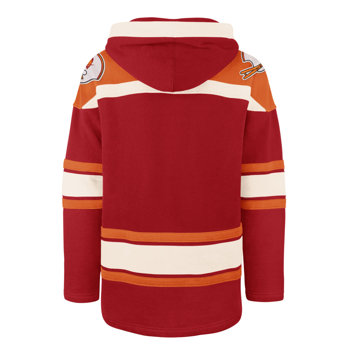 Tampa Bay Buccaneers NFL 47 Brand Men Red Retro Heavyweight Lacer Hoodie product image 2, provided for visual reference and