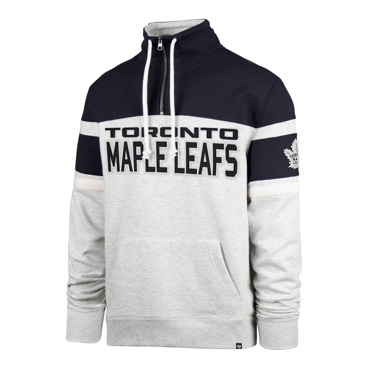 Toronto Maple Leafs NHL 47 Brand Men Grey Double Header amp Bay Ridge 1/4 Zip Fleece product image 1, provided for visual