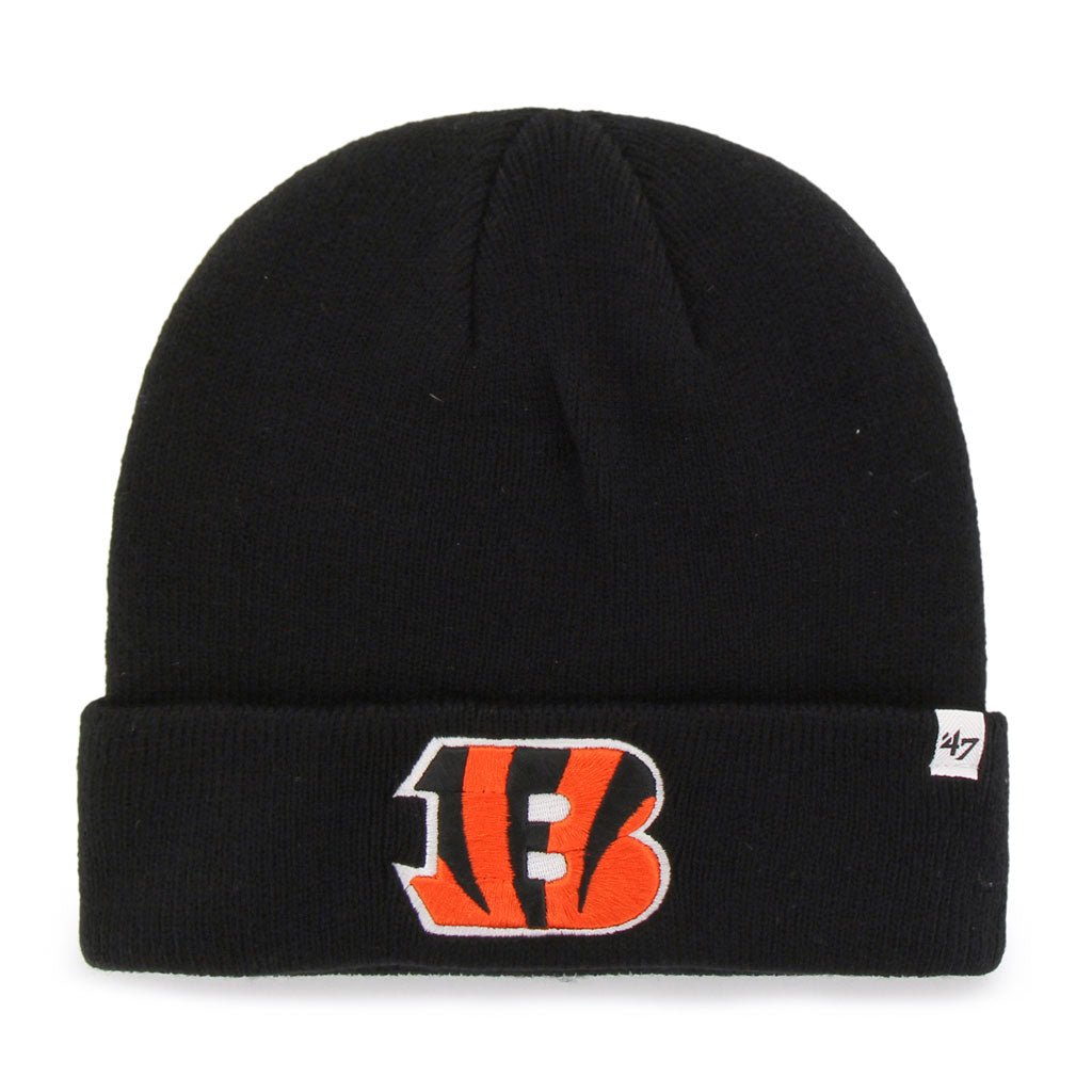 Cincinnati Bengals NFL 47 Brand Men Black Raised Cuff Knit Hat product image 1, provided for visual reference and product