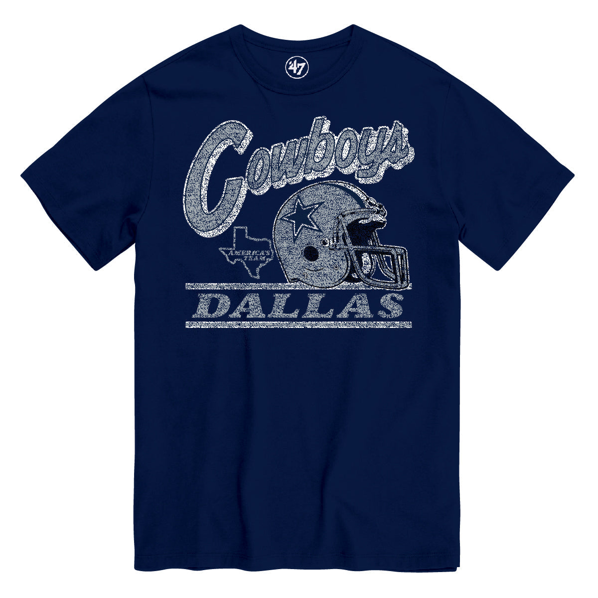Dallas Cowboys NFL 47 Brand Men Navy Fly By T-Shirt product image 1, provided for visual reference and product detail review