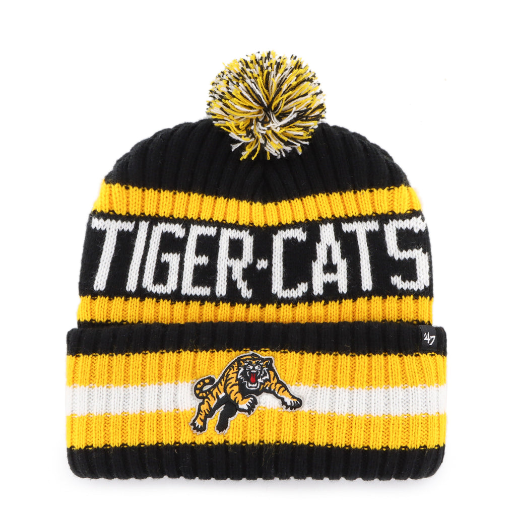 Hamilton Tiger-Cats CFL 47 Brand Men Black/Yellow Bering Cuff Pom Knit product image 1, provided for visual reference and