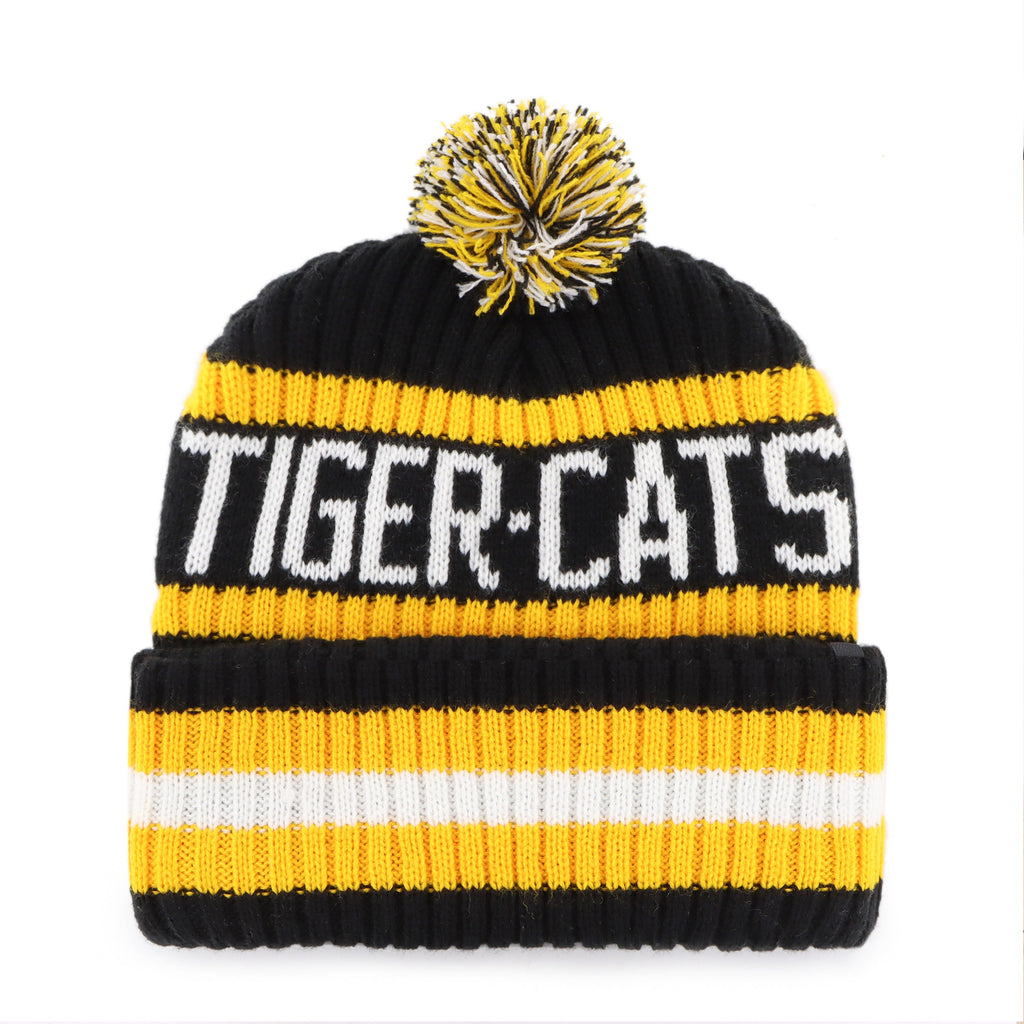 Hamilton Tiger-Cats CFL 47 Brand Men Black/Yellow Bering Cuff Pom Knit product image 2, provided for visual reference and