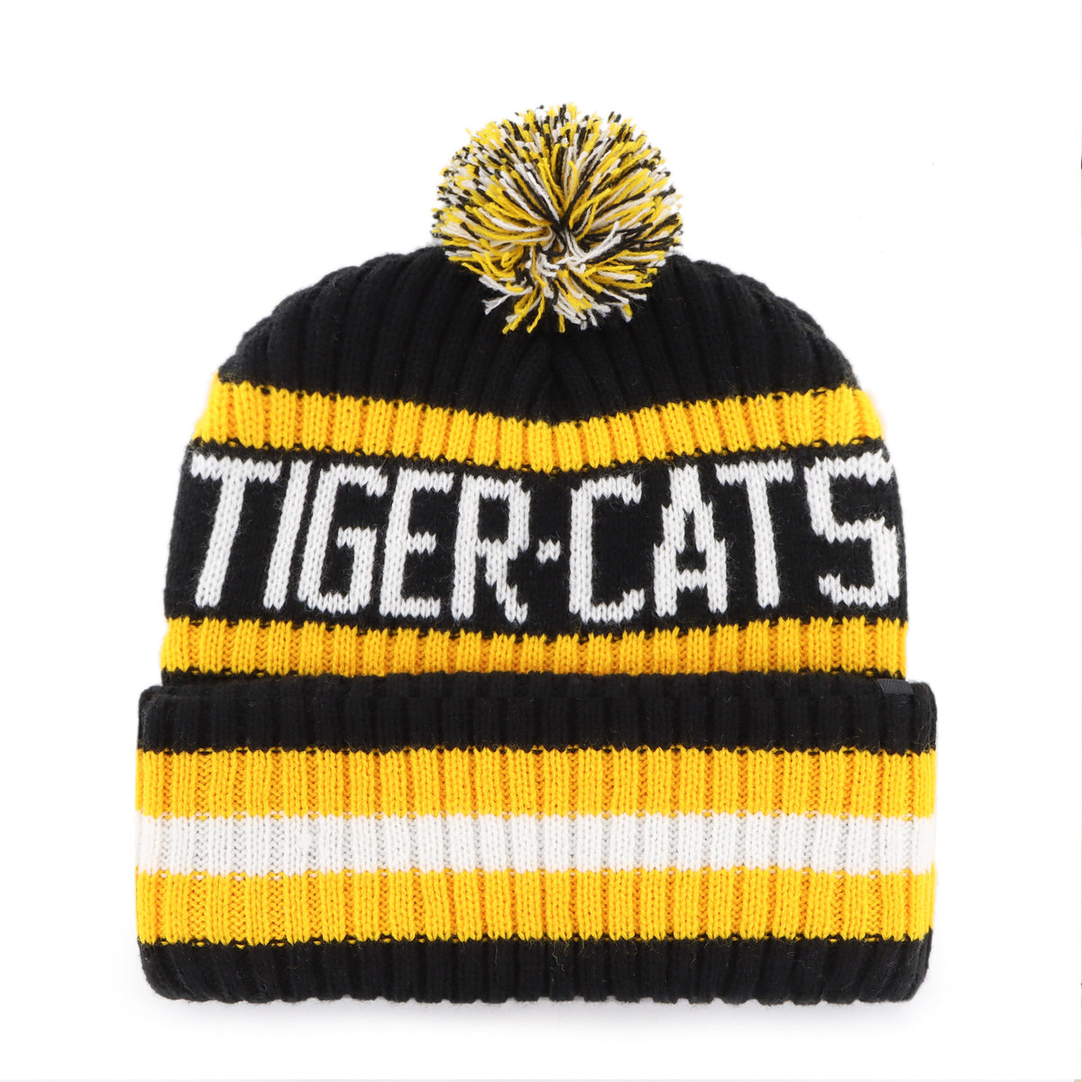Hamilton Tiger-Cats CFL 47 Brand Men Black/Yellow Bering Cuff Pom Knit product image 2, provided for visual reference and