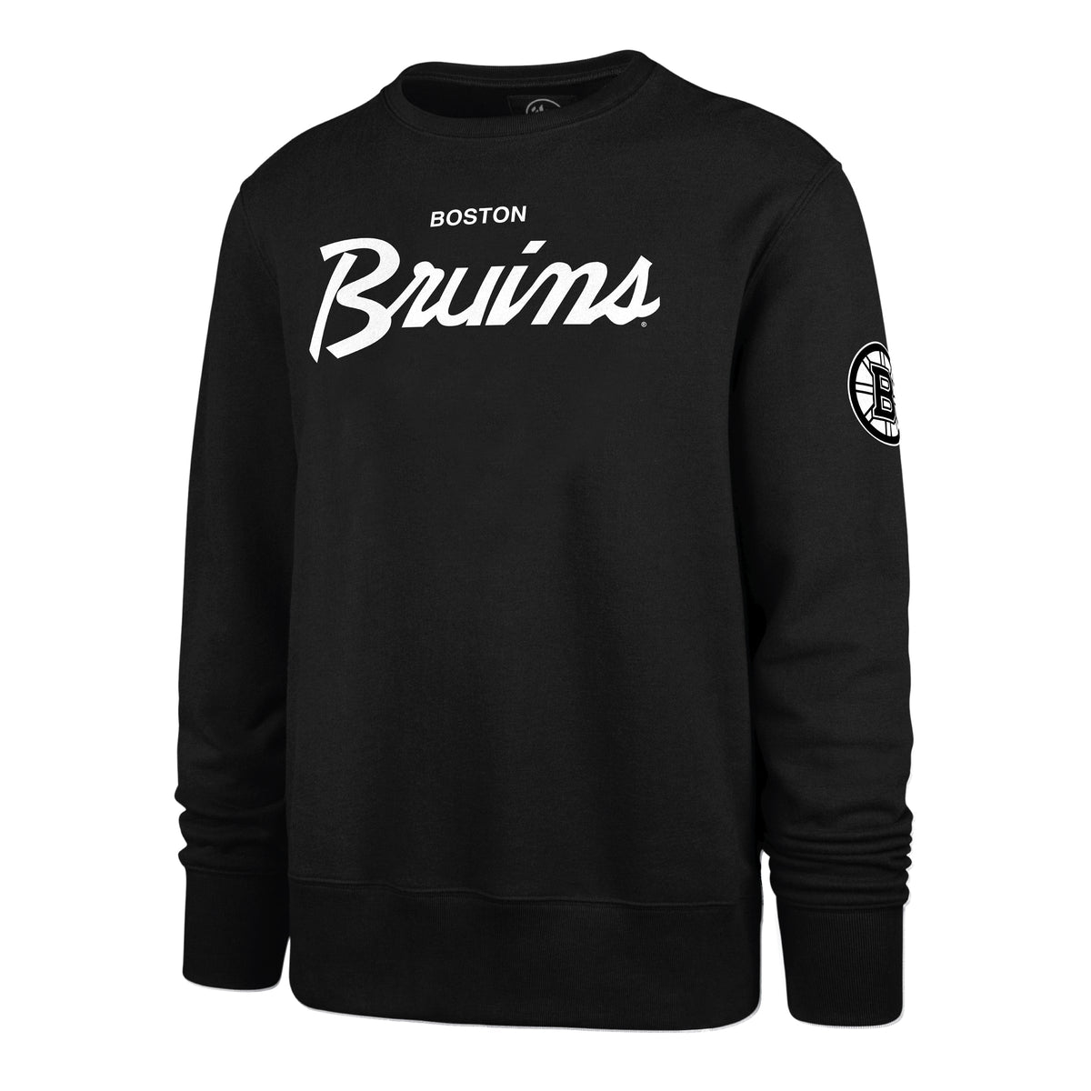 Boston Bruins NHL 47 Brand Men Black Fleece Attitude Crew Sweater product image 1, provided for visual reference and product