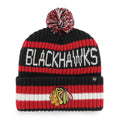 Chicago Blackhawks NHL 47 Brand Men Red/Black Bering Cuff Pom Knit product image 1, provided for visual reference and