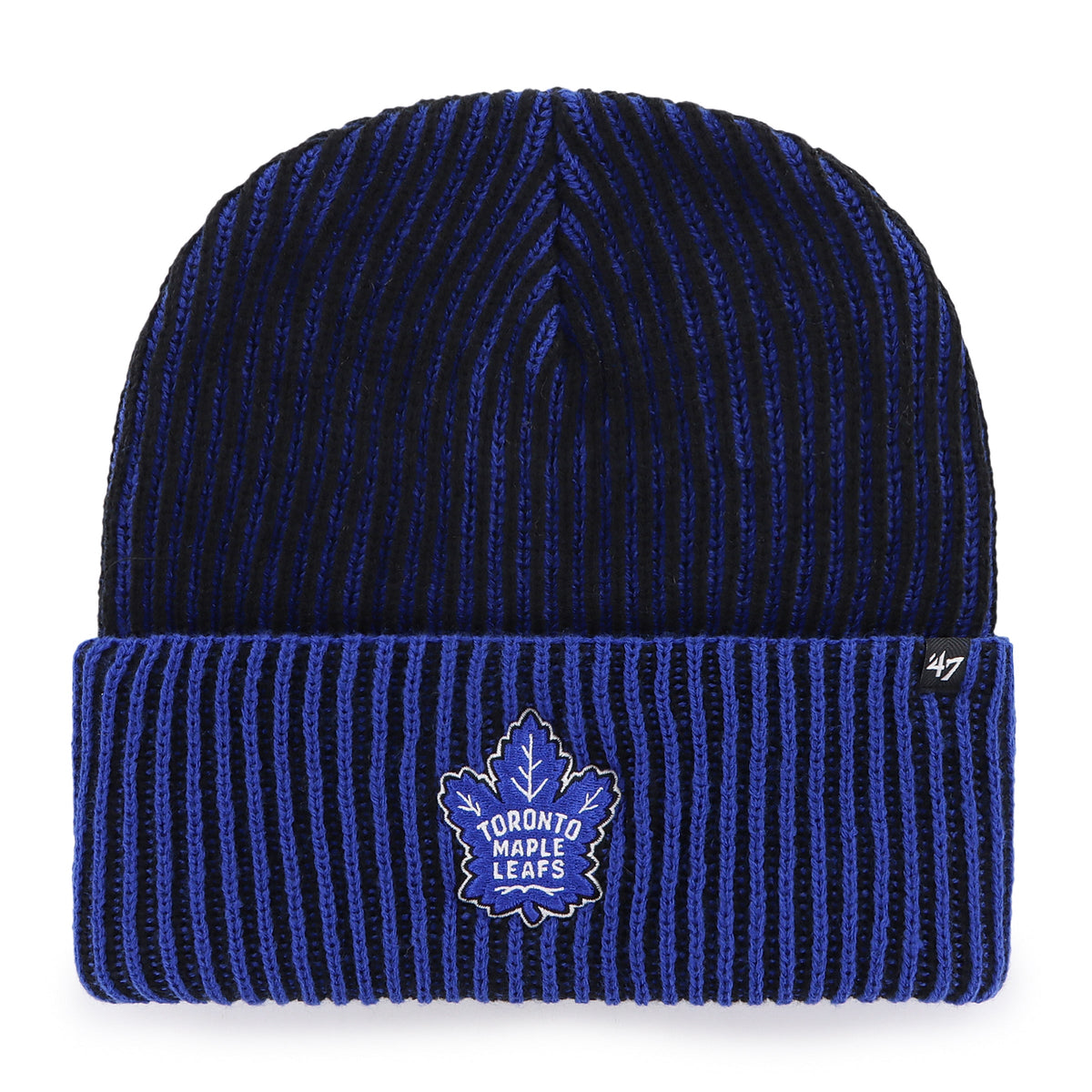 Toronto Maple Leafs NHL 47 Brand Men Navy/Black Cold Snap Cuff Knit Hat product image 1, provided for visual reference and