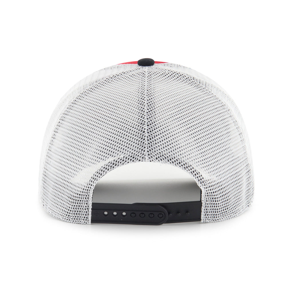 Hockey Canada IIHF 47 Brand Men Red/Black Super Stripe Hitch Trucker Hat product image 2, provided for visual reference and