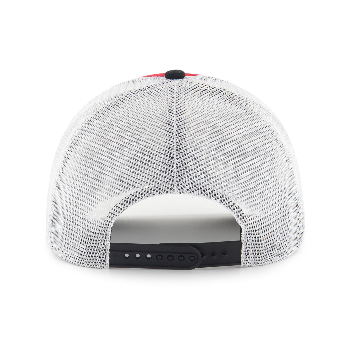 Hockey Canada IIHF 47 Brand Men Red/Black Super Stripe Hitch Trucker Hat product image 2, provided for visual reference and