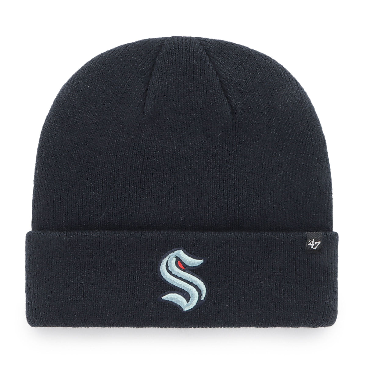 Seattle Kraken NHL 47 Brand Men Navy Raised Cuff Knit Beanie product image 1, provided for visual reference and product