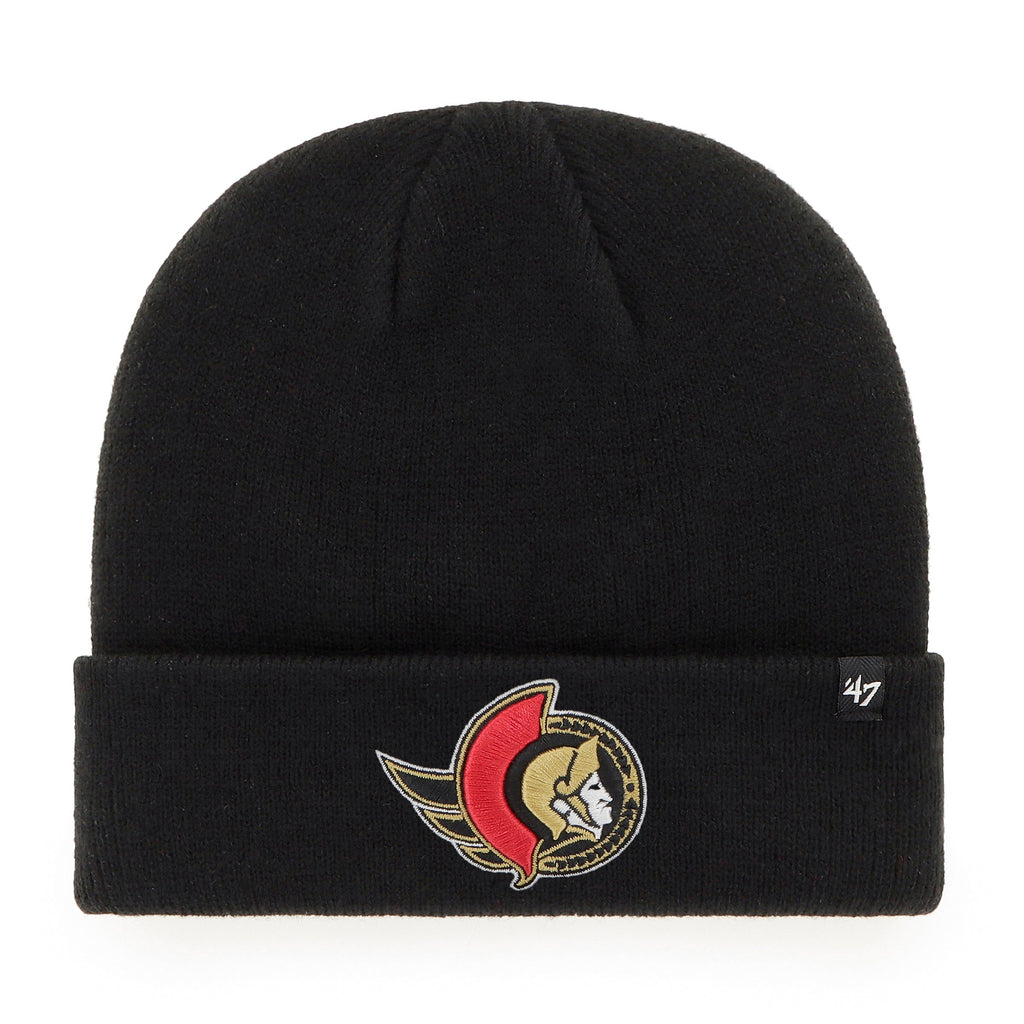 Ottawa Senators NHL 47 Brand Men Black Raised Cuff Knit Beanie product image 1, provided for visual reference and product