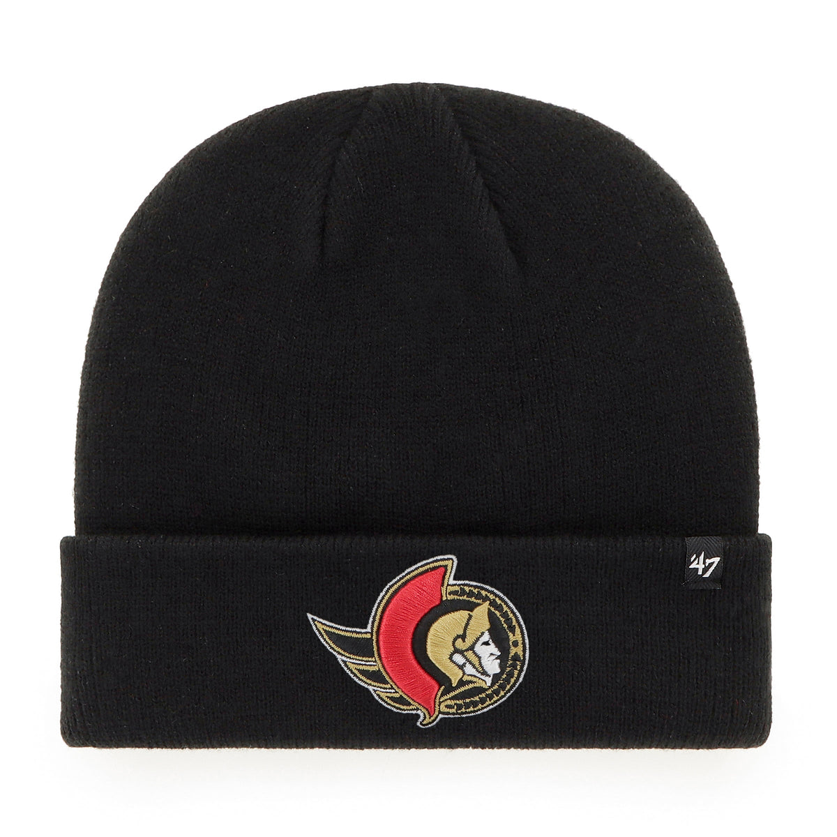 Ottawa Senators NHL 47 Brand Men Black Raised Cuff Knit Beanie product image 1, provided for visual reference and product