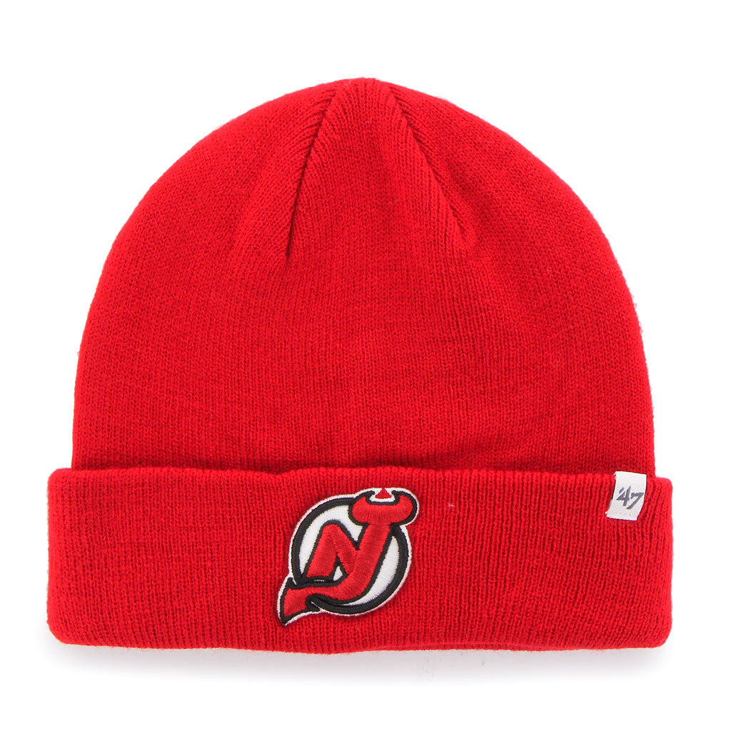 New Jersey Devils NHL 47 Brand Men Red Raised Cuff Knit Beanie product image 1, provided for visual reference and product
