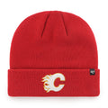 Calgary Flames NHL 47 Brand Men Red Raised Cuff Knit Beanie product image 1, provided for visual reference and product