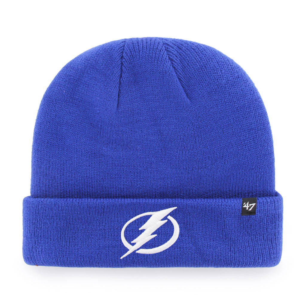 Tampa Bay Lightning NHL 47 Brand Men Royal Raised Cuff Knit Beanie product image 1, provided for visual reference and