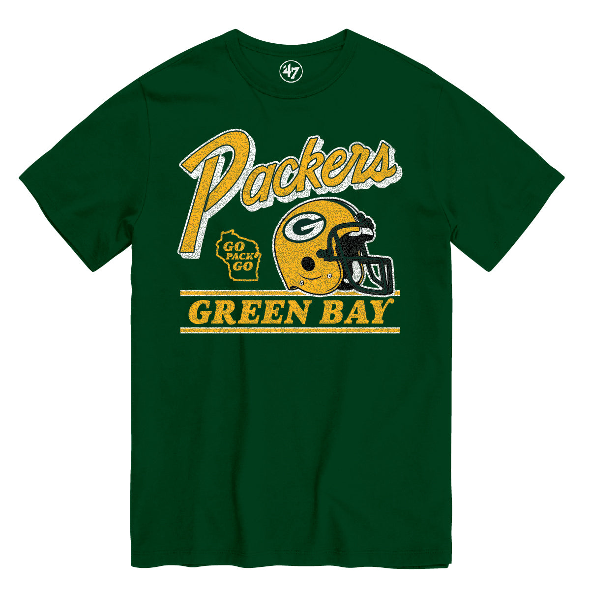 Green Bay Packers NFL 47 Brand Men Green Legacy Fly By T-Shirt product image 1, provided for visual reference and product