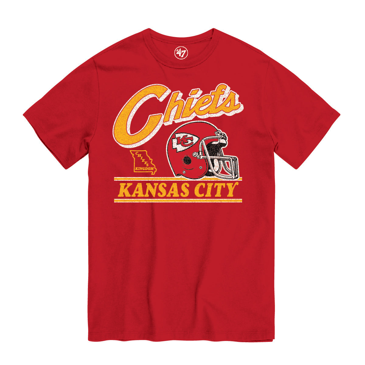 Kansas City Chiefs NFL 47 Brand Men Red Fly By T-Shirt product image 1, provided for visual reference and product detail