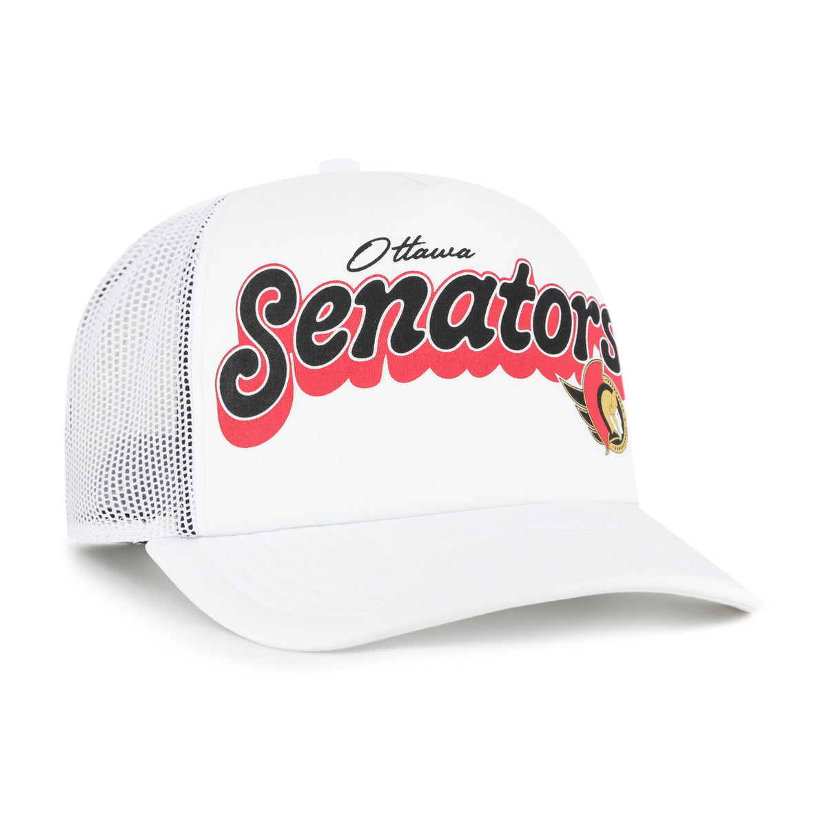 Ottawa Senators NHL 47 Brand Men White Vibes Trucker Snapback product image 3, provided for visual reference and product
