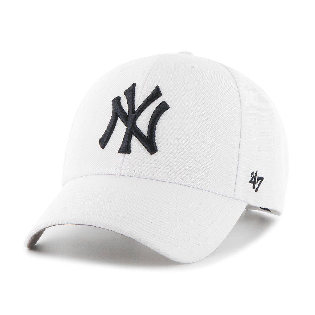 New York Yankees MLB 47 Brand Men White MVP Adjustable Hat product image 1, provided for visual reference and product detail