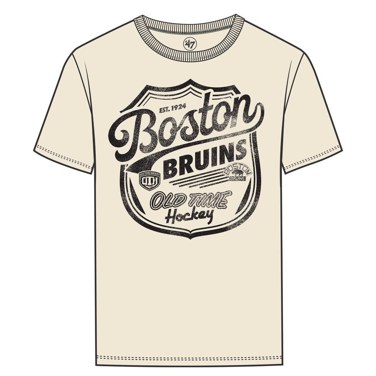 Boston Bruins NHL 47 Brand Men OTH Cream Poke Check T-Shirt product image 1, provided for visual reference and product