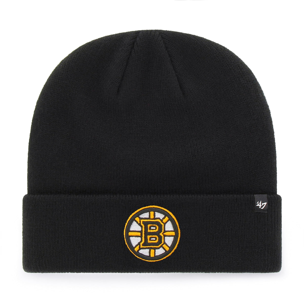Boston Bruins NHL 47 Brand Men Black Raised Cuff Knit Beanie product image 1, provided for visual reference and product