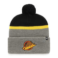 Vancouver Canucks NHL 47 Brand Men Black/Grey Split Shadow Cuff Pom Knit product image 1, provided for visual reference and