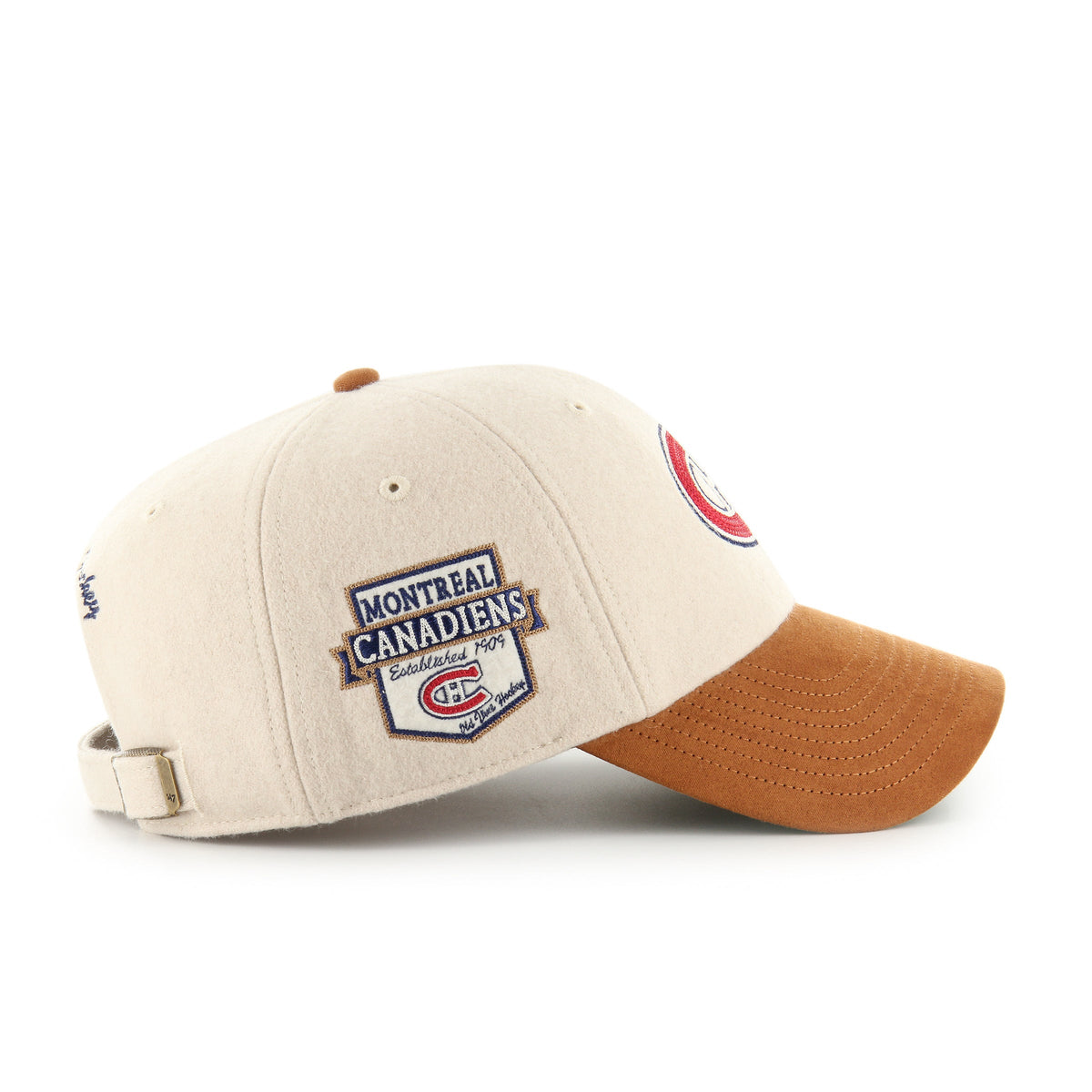 Montreal Canadiens NHL 47 Brand Men Beige Rafter Clean Up Adjustable Hat product image 5, provided for visual reference and