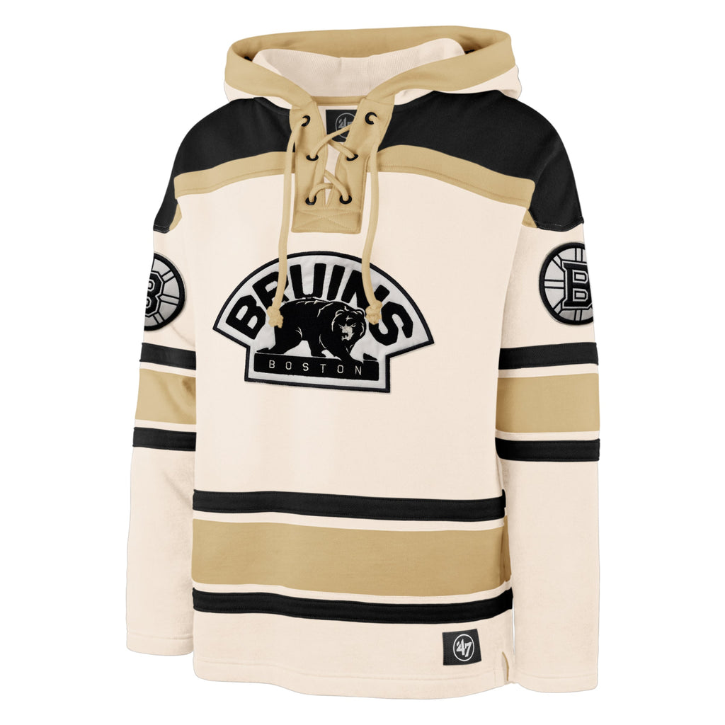 Boston Bruins NHL 47 Brand Men Cream Nilley Superior Lacer Hoodie product image 1, provided for visual reference and product
