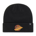 Vancouver Canucks NHL 47 Brand Men Black 1985 Logo Cuff Knit Beanie product image 1, provided for visual reference and