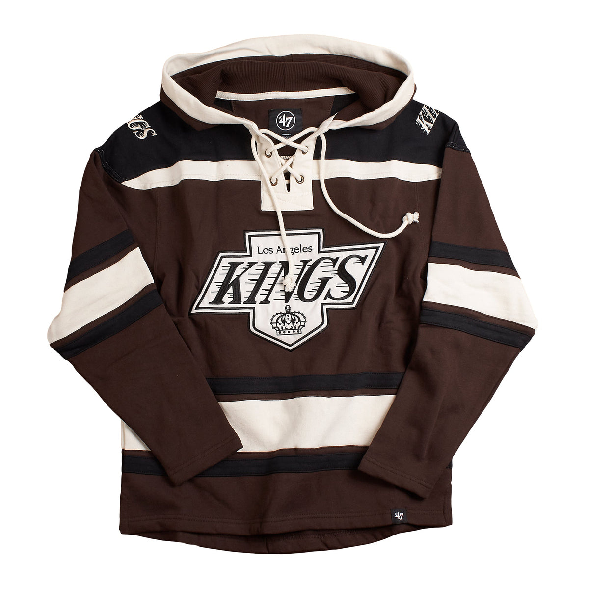 Los Angeles Kings NHL 47 Brand Men Dark Chocolate Heavyweight Lacer Hoodie product image 1, provided for visual reference
