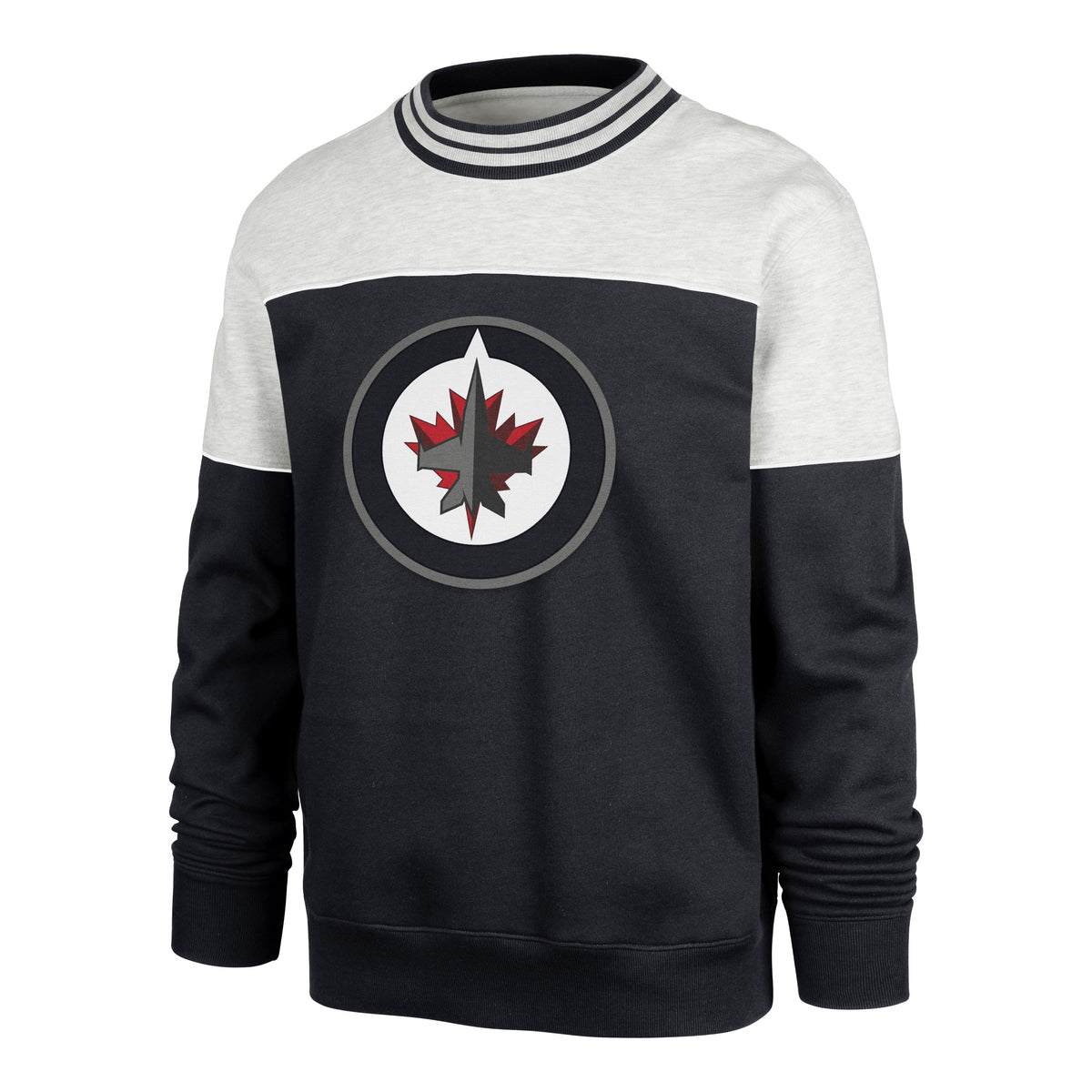 Winnipeg Jets NHL 47 Brand Men Grey Satin Lock Bryson Crew Sweater product image 1, provided for visual reference and