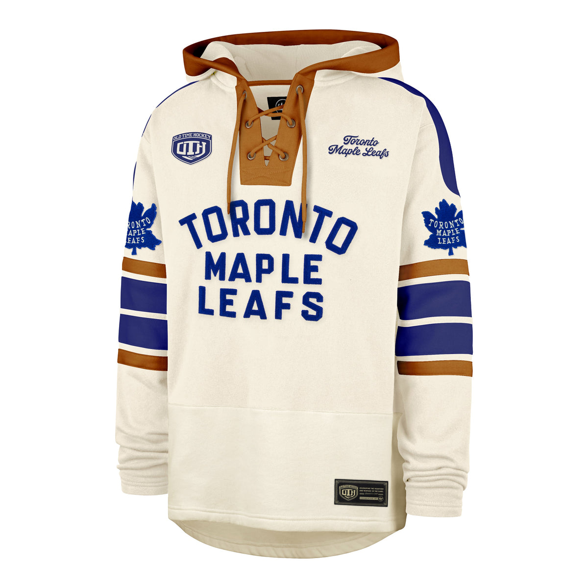 Toronto Maple Leafs NHL 47 Brand Men Beige Heritage Heavyweight Lacer Hoodie product image 1, provided for visual reference