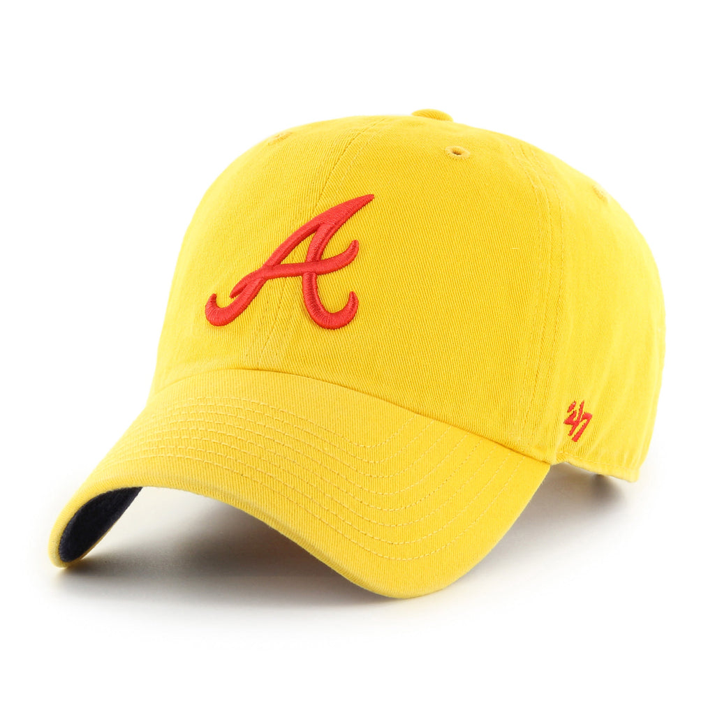 Atlanta Braves MLB 47 Brand Men Yellow Yacht Club Clean Up Adjustable Hat product image 1, provided for visual reference and