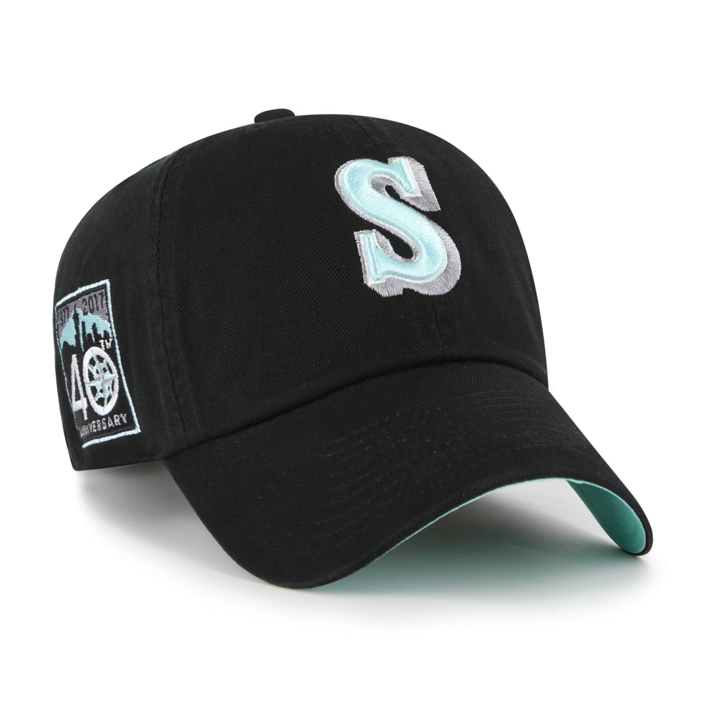 Seattle Mariners MLB 47 Brand Men Black Mint Double Under Clean Up Adjustable Hat product image 1, provided for visual