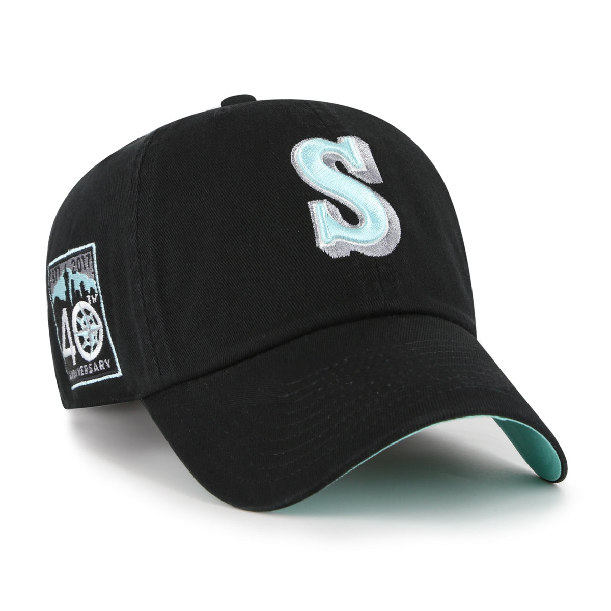 Seattle Mariners MLB 47 Brand Men Black Mint Double Under Clean Up Adjustable Hat product image 1, provided for visual