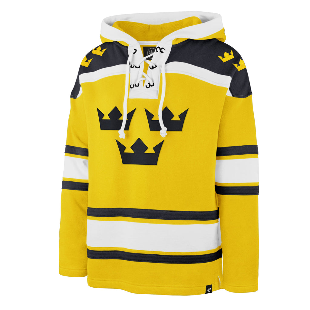 Sweden NHL 4 Nations Face-Off 47 Brand Men Yellow Heavyweight Lacer Hoodie product image 1, provided for visual reference