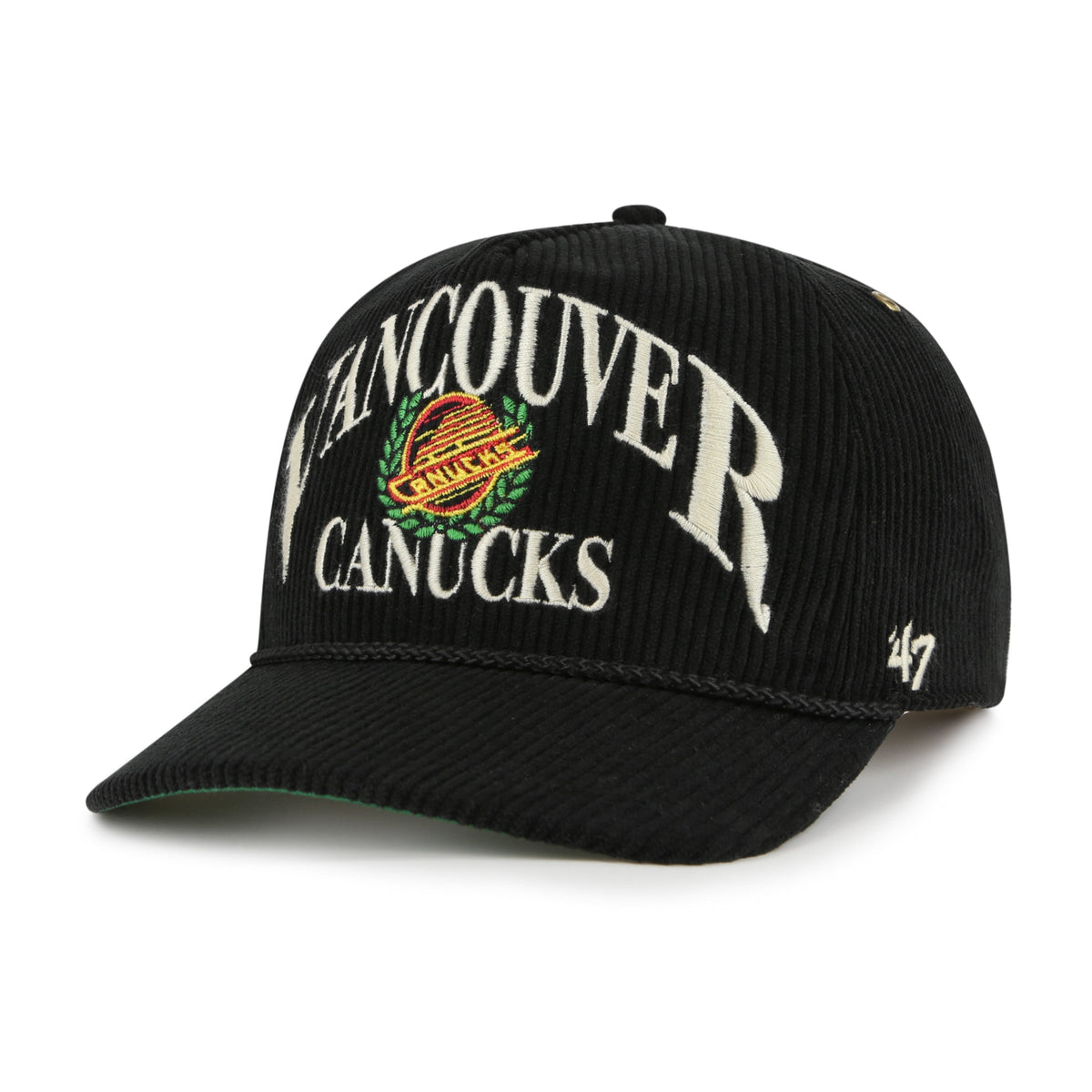 Vancouver Canucks NHL 47 Brand Men Black Hitch Pitchout Rope Snapback product image 1, provided for visual reference and