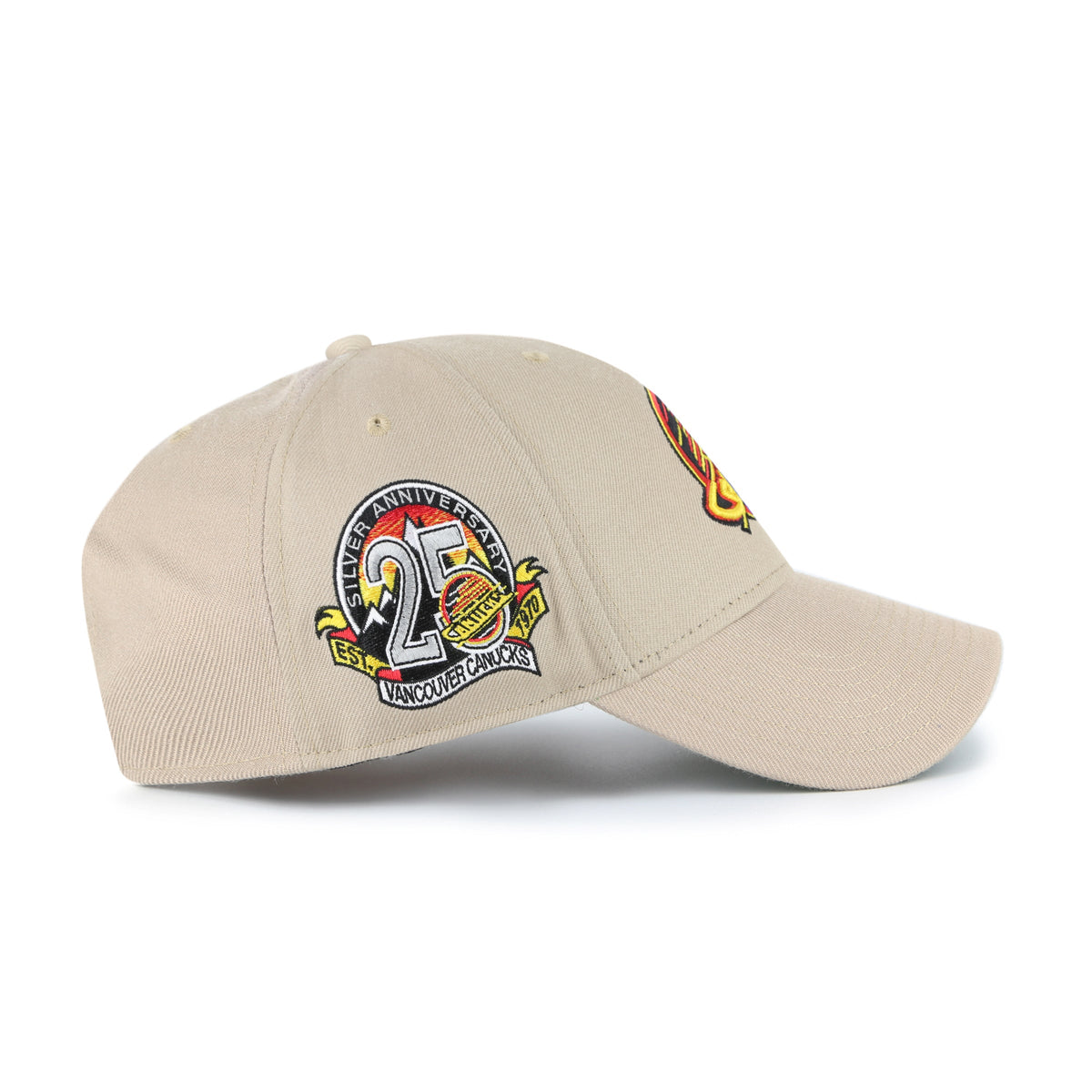 Vancouver Canucks NHL 47 Brand Men Khaki MVP Sure Shot Snapback product image 5, provided for visual reference and product