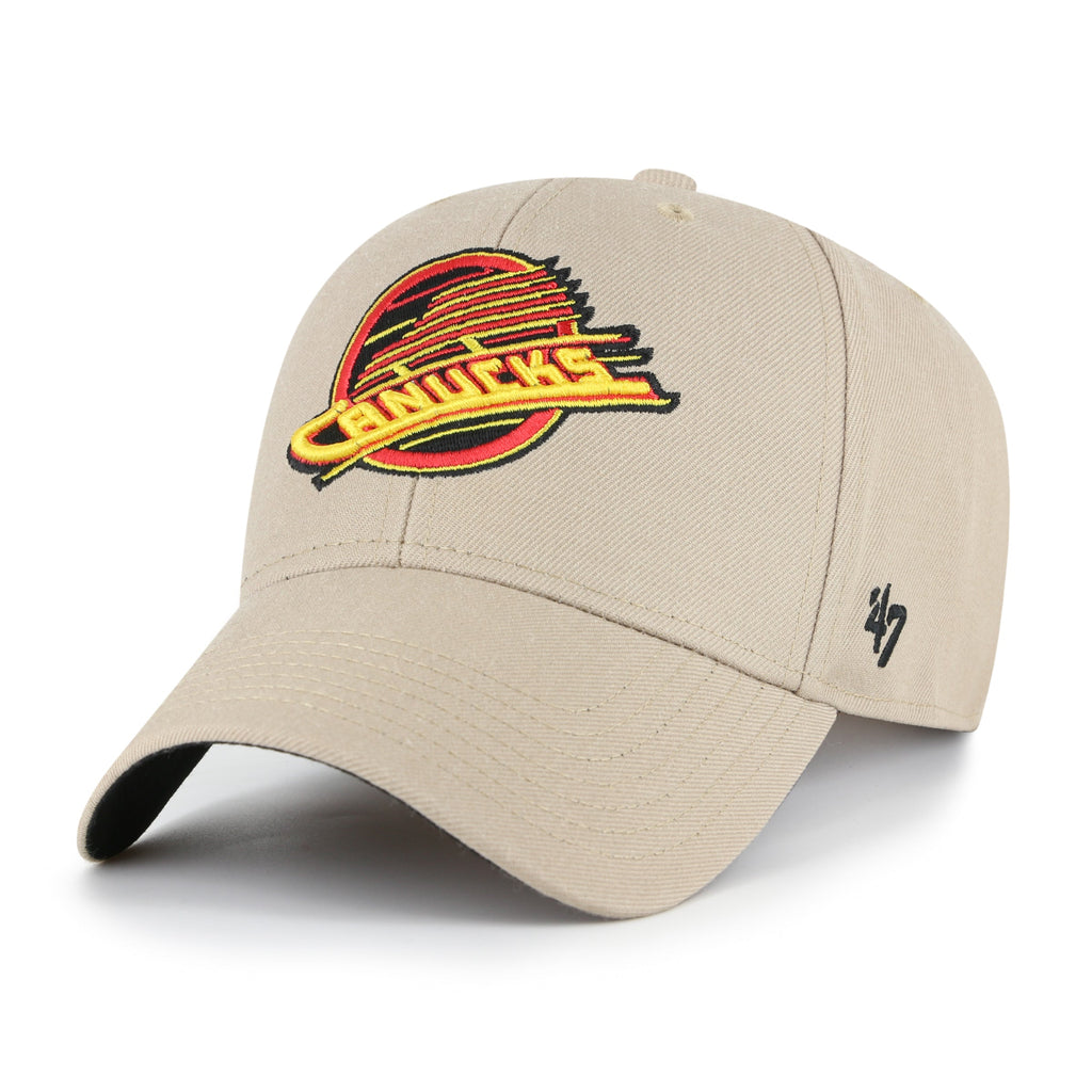 Vancouver Canucks NHL 47 Brand Men Khaki MVP Sure Shot Snapback product image 4, provided for visual reference and product