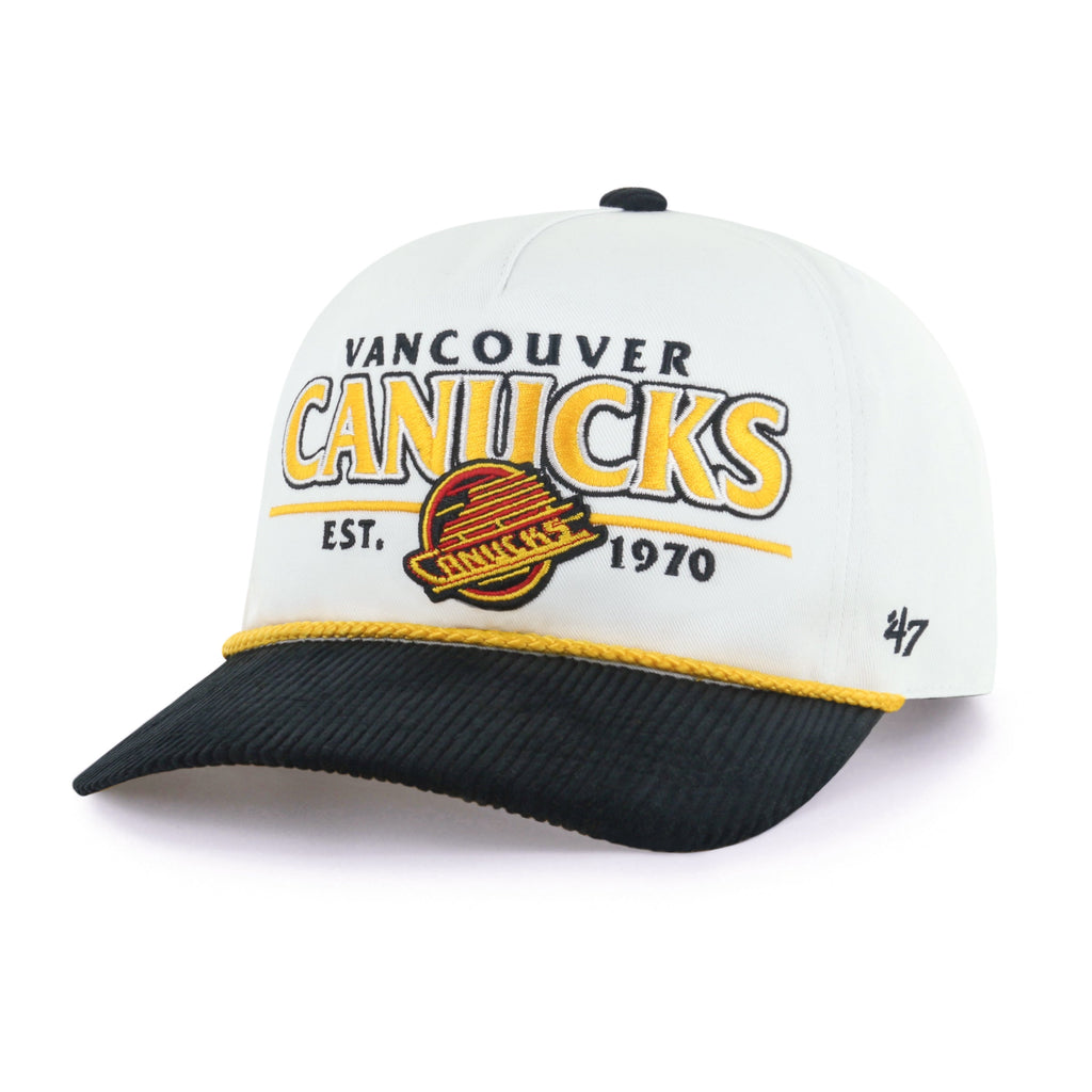 Vancouver Canucks NHL 47 Brand Men White Rustic Rope Hitch Snapback Hat product image 1, provided for visual reference and