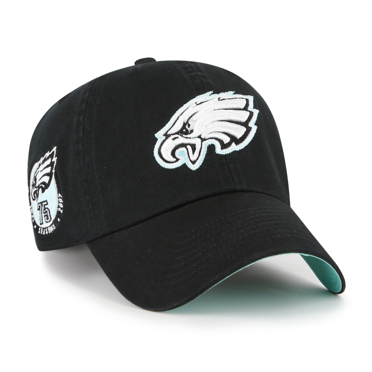 Philadelphia Eagles NFL 47 Brand Men Black Mint Double Under Clean Up Adjustable Hat product image 1, provided for visual