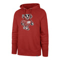 Wisconsin Badgers NCAA 47 Brand Men Red Imprint Distressed Headline Pullover Hoodie product image 1, provided for visual