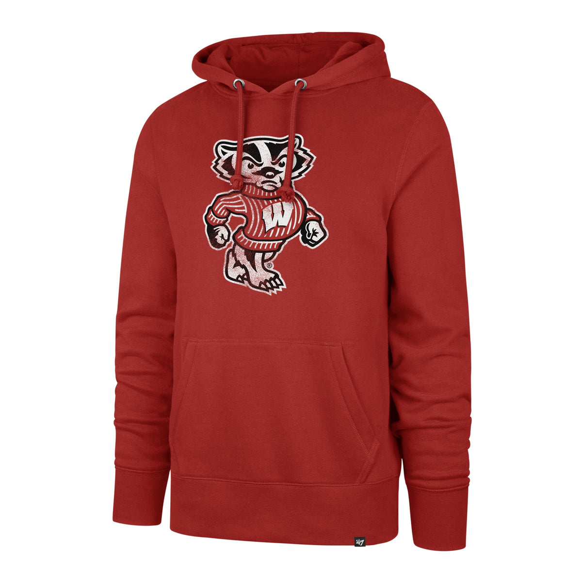 Wisconsin Badgers NCAA 47 Brand Men Red Imprint Distressed Headline Pullover Hoodie product image 1, provided for visual