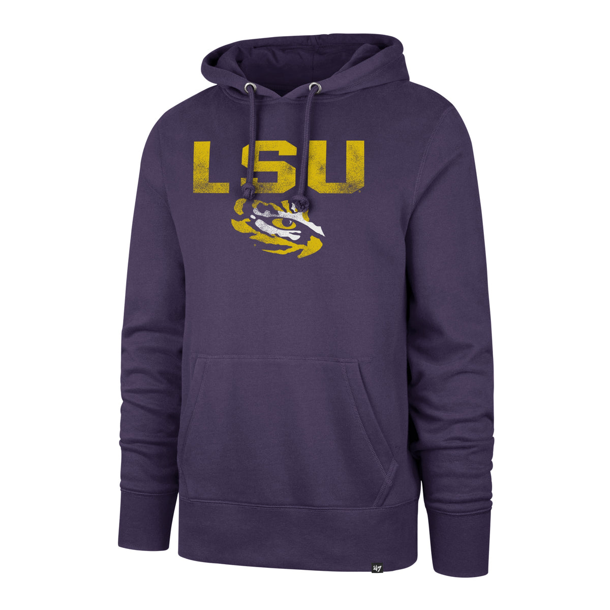 Louisiana State Tigers NCAA 47 Brand Men Purple Imprint Distressed Headline Pullover Hoodie product image 1, provided for
