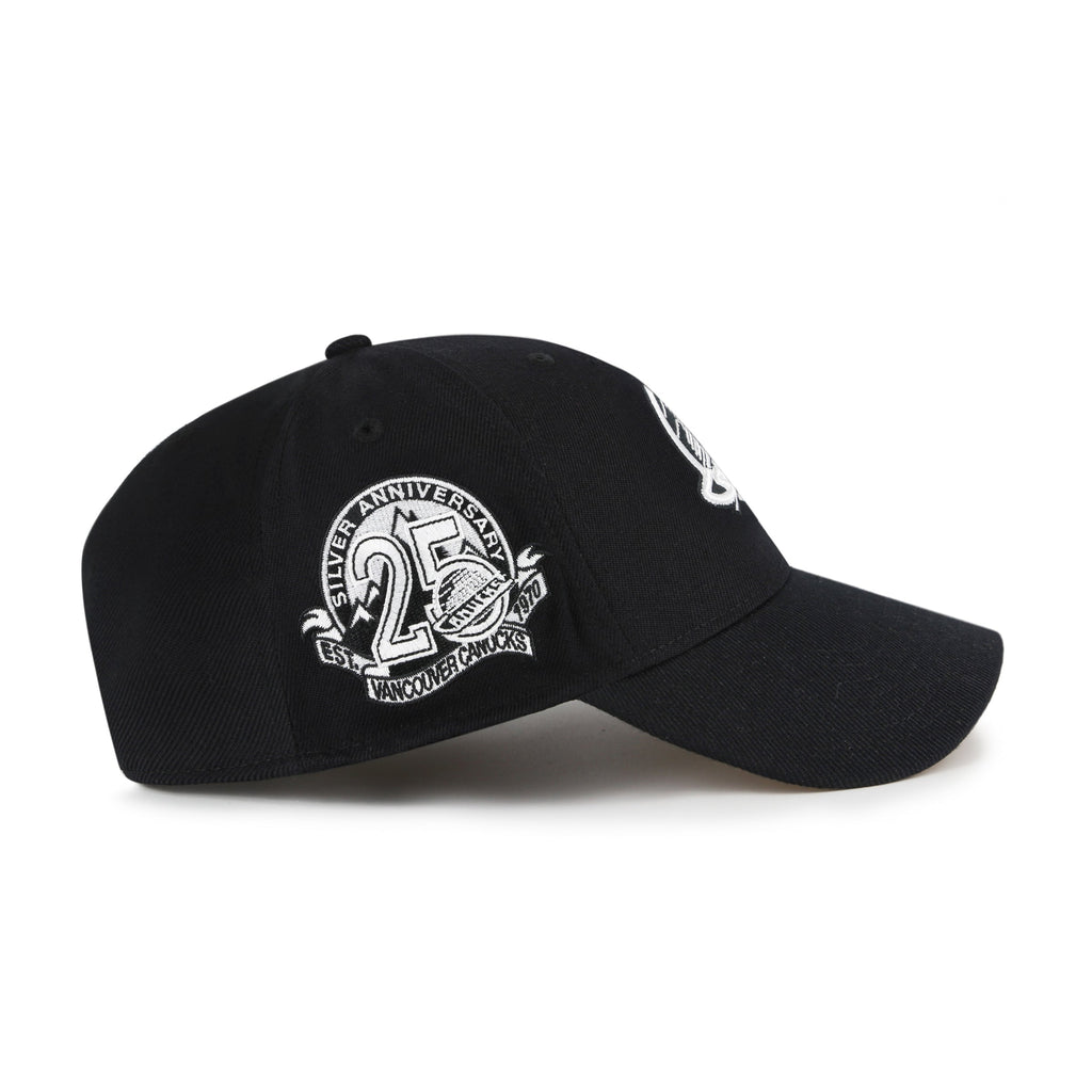 Vancouver Canucks NHL 47 Brand Men Black White MVP Sure Shot Snapback product image 5, provided for visual reference and