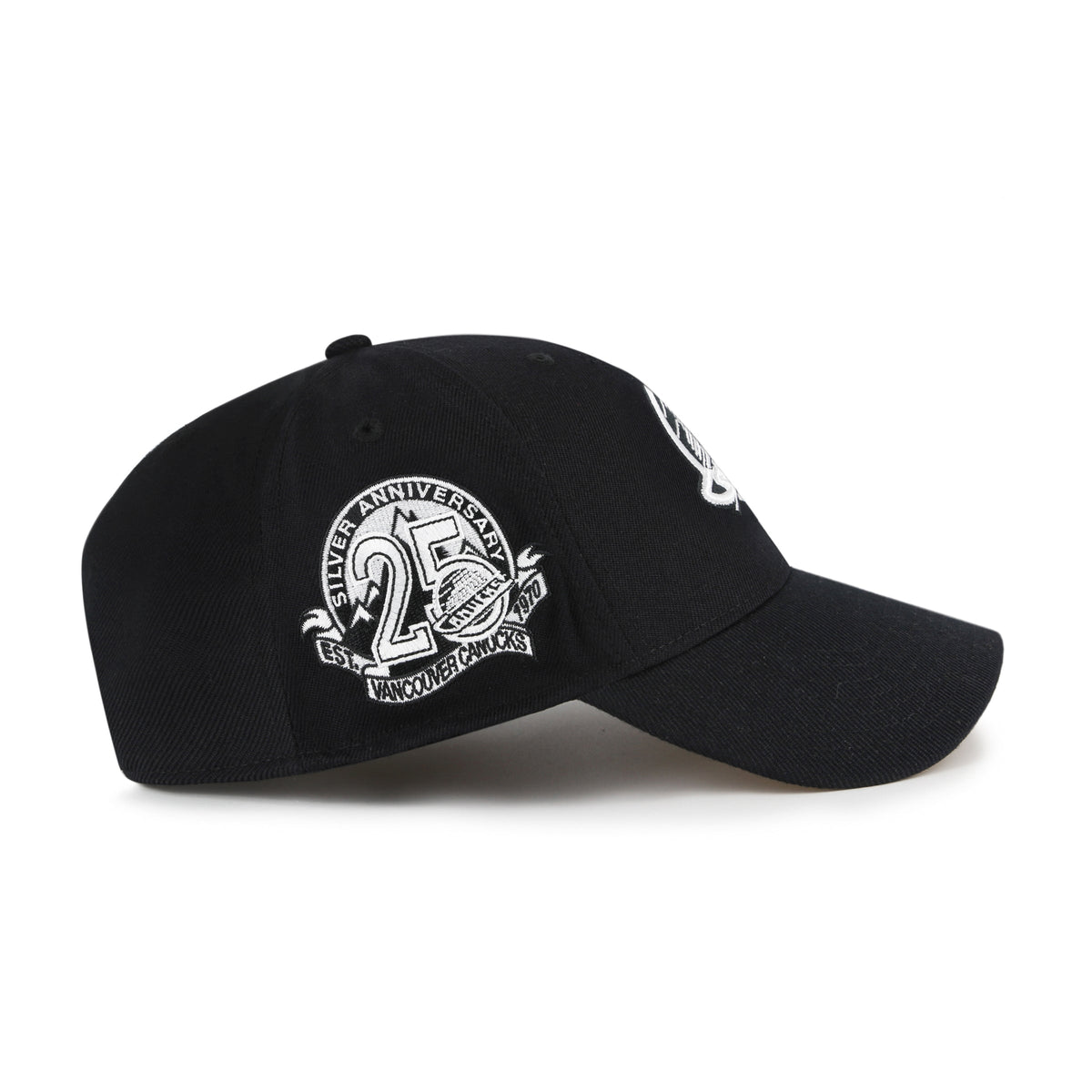 Vancouver Canucks NHL 47 Brand Men Black White MVP Sure Shot Snapback product image 5, provided for visual reference and