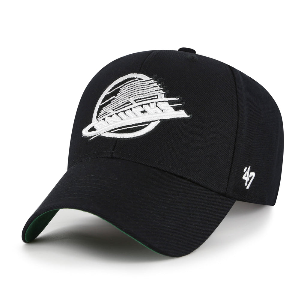 Vancouver Canucks NHL 47 Brand Men Black White MVP Sure Shot Snapback product image 4, provided for visual reference and